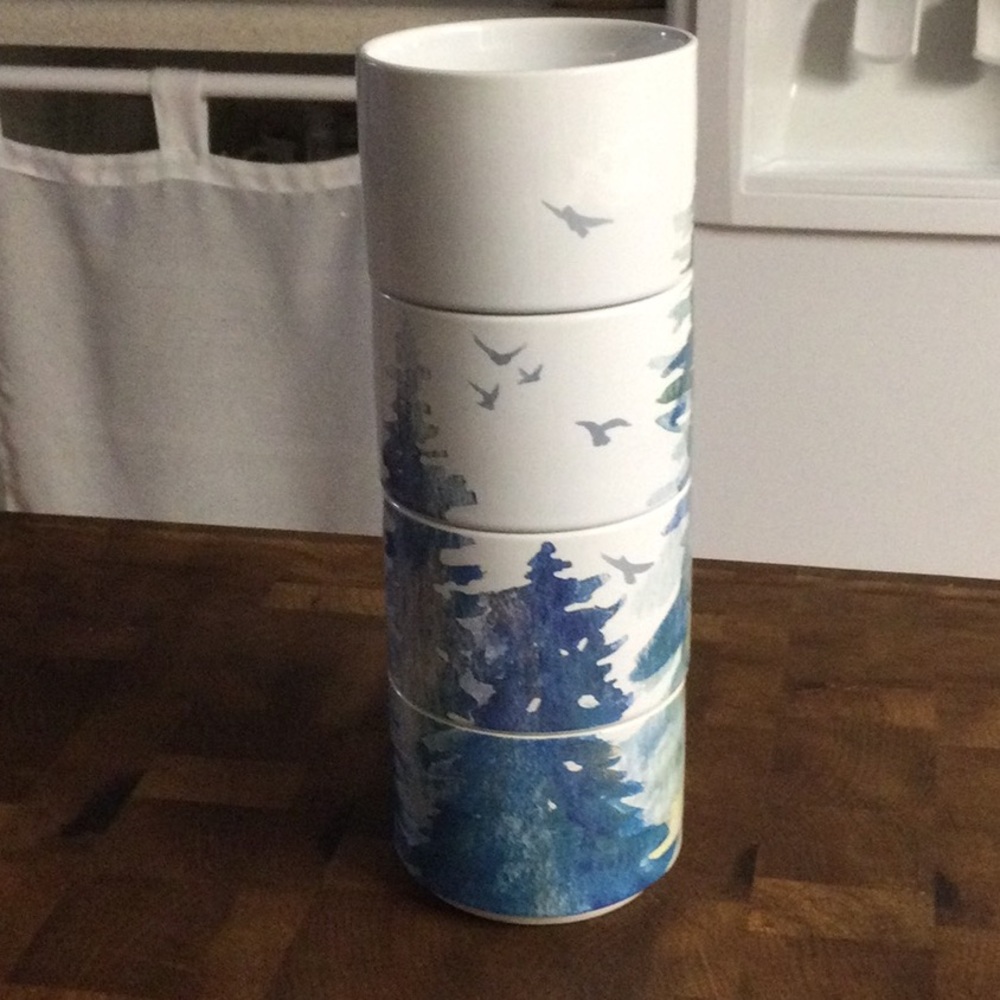 Stackable Tree Design Mugs - Blue and Green - Picture 2 of 7